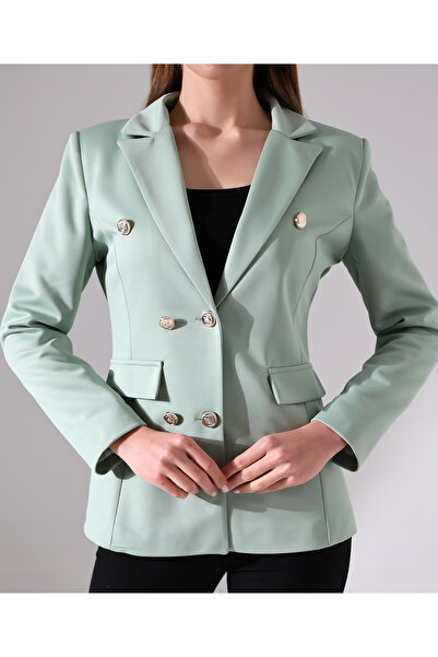 Female Clothing Düğmeli Astarlı Süs Cepli Blazer Ceket