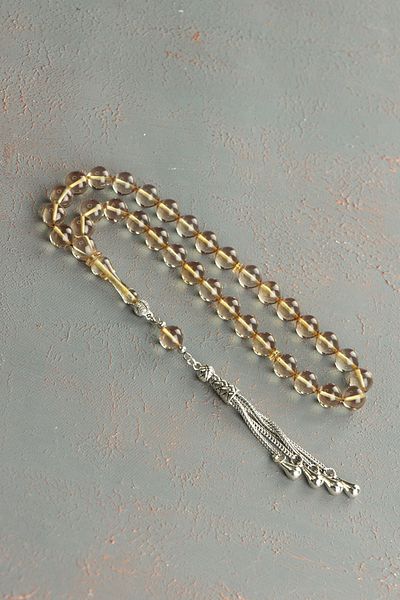 Tesbih Otağı Globe Cut Fire Amber Prayer Beads - Stylish Design with Special Tassels