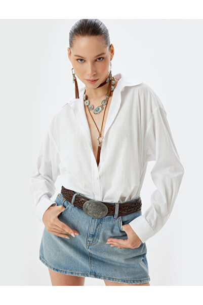 Koton Cămașă oversize cu mânecă lungă cu guler clasic