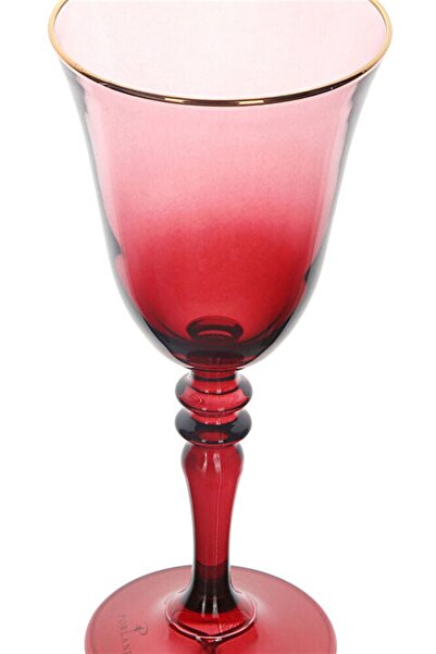 Porland Claret Red Gold Gilded Footed Water Glass 270 Cc