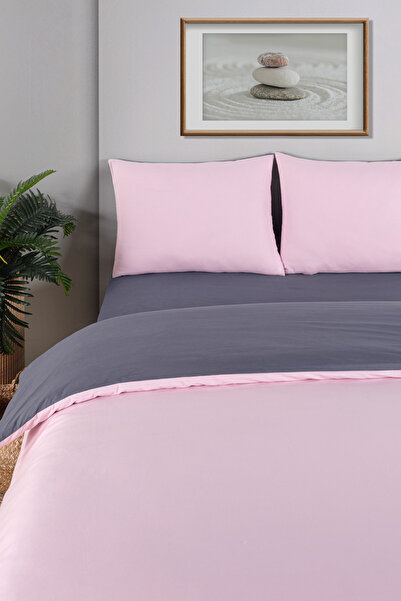 Evim Cotton Akfil Double Sided Duvet Cover Set 160X220 cm Anthracite Powder