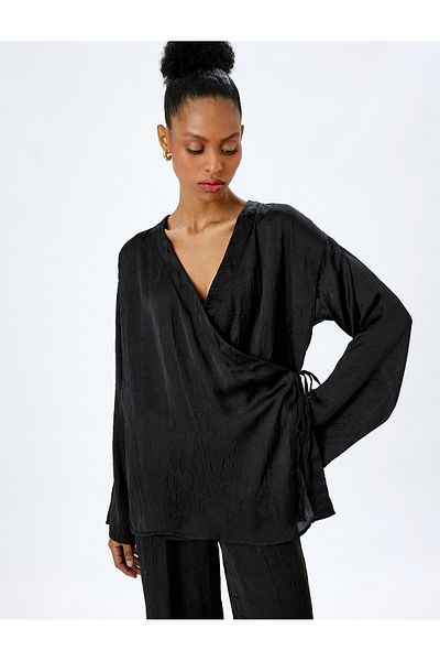 Koton black Satin Kimono Jacket