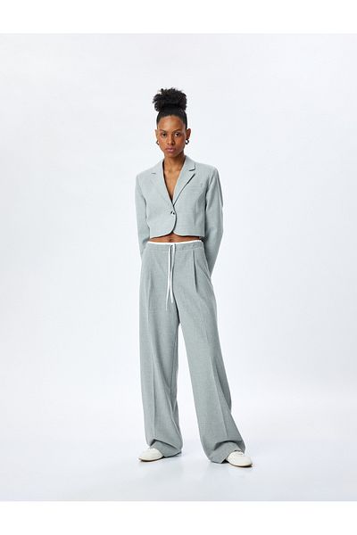 Koton Wide Leg Baggy Fabric Trousers with Double Waist Detail Pockets