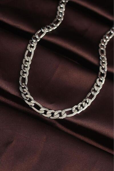 Neiçin Silver Steel Scrunch Chain Men's Necklace for Casual Style