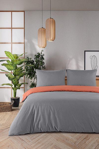 Evim 100% Cotton Akfil Double Sided Duvet Cover Set Single 160X220 cm Antacid Tile