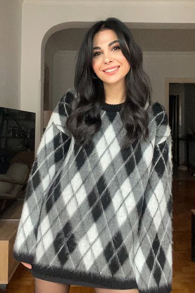 Seda Yalçın Atelier سترة اللحية منقوشة بالألماس الرمادي
