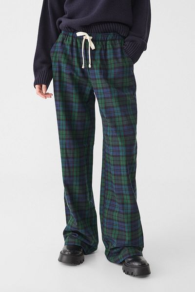 Stradivarius Checked cotton trousers
