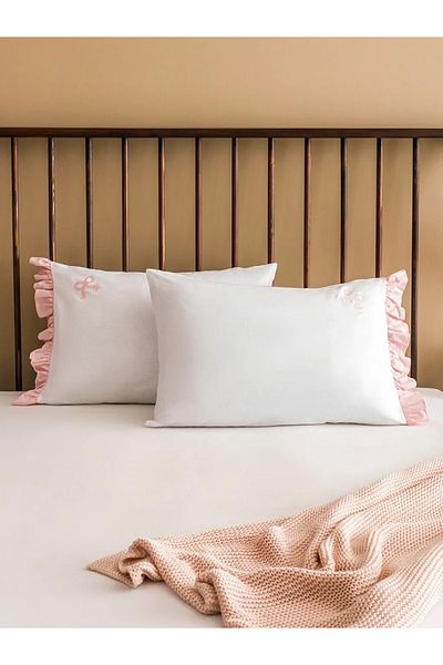 LC Waikiki LCW HOME Μαξιλαροθήκη Λευκό Φιόγκο Κεντημένη 2 Τεμάχια 50x70 εκ.