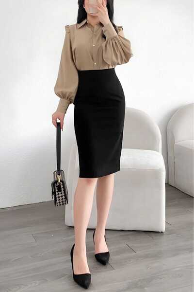 CNG MODA Fusta creion din țesătură de scuba Office Elegance