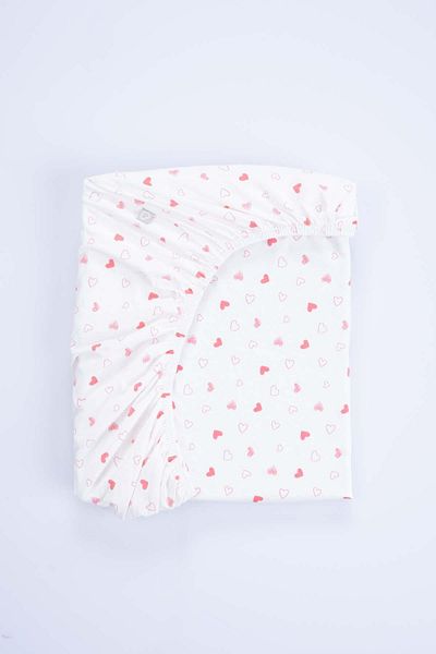 Boumini 100% Cotton Baby Fitted Sheet and Pillowcases Set 70X140 cm Red Hearts
