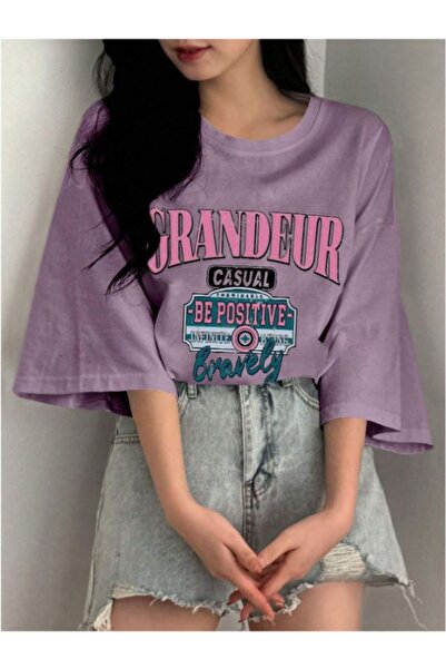 MOONBULL Дамска наднормена тениска с щампа Grandeur