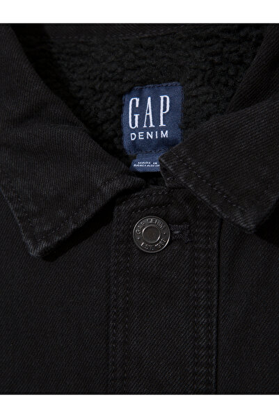 GAP Erkek Siyah Sherpa Denim Ceket