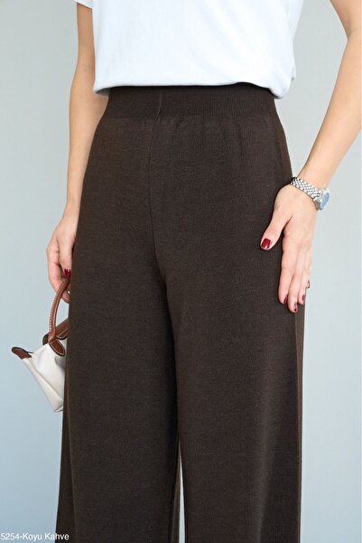 Lupies Kadın Koyu Kahve Yüksel Bel Basic Triko Pantolon