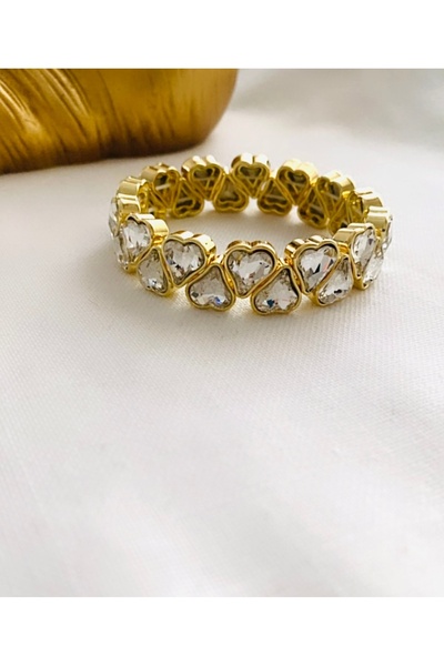 VNS Accessories سوار مرن على شكل قلب من حجر الكريستال (السمك: 1.5 سم)