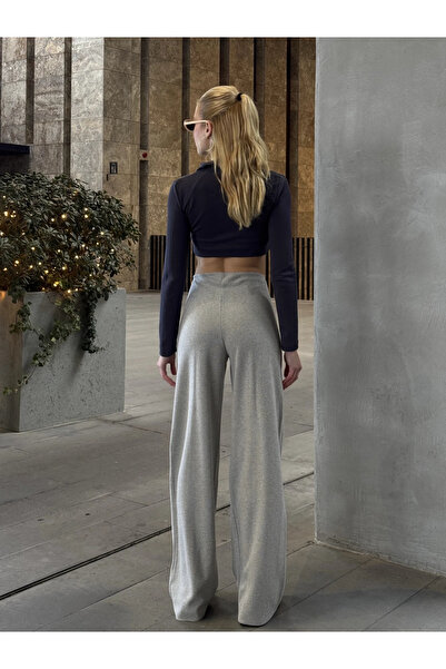 Buklemoda Gray Front Stitched Thessaloniki Trousers