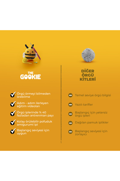 The Gookie Dörtlü Paket Tığ Kiti, Amigurumi Örgü Seti
