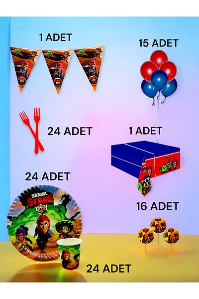 VibeHome 24 Person Brawlstars Themed L Pack - Birthday Party and Fun Events