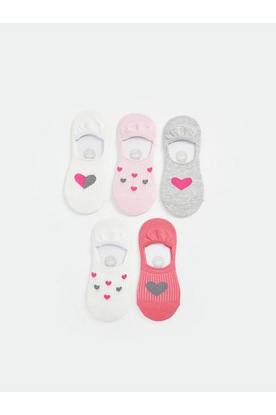 LC Waikiki Lcw Kids Ecru Patterned Girls' Ballerina Socks 5-Pack