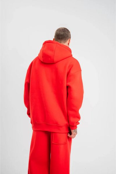 modaserdem Hanorac roșu unisex dublu oversize cu glugă
