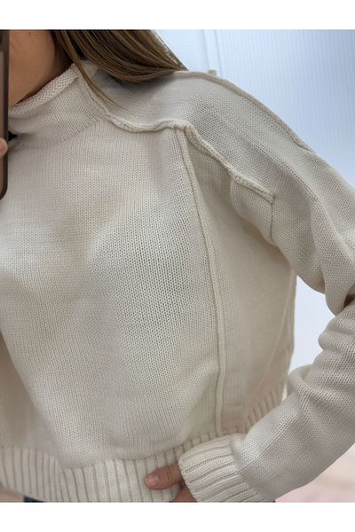 İkra Crop Stand Collar Knitwear Sweater