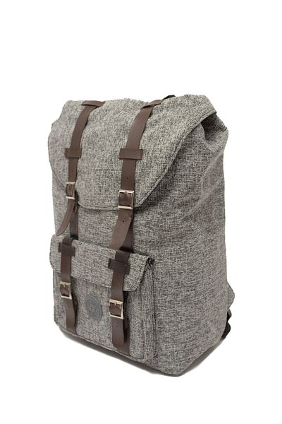 KAFF Linen Fabric Light Gray Backpack with Front Pocket Adjustable Back Strap Kf-522