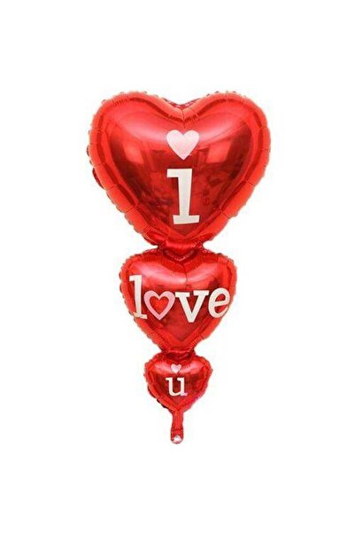 Parti Dükkanım I Love You 3 Heart Foil Balloon (50X100 cm)