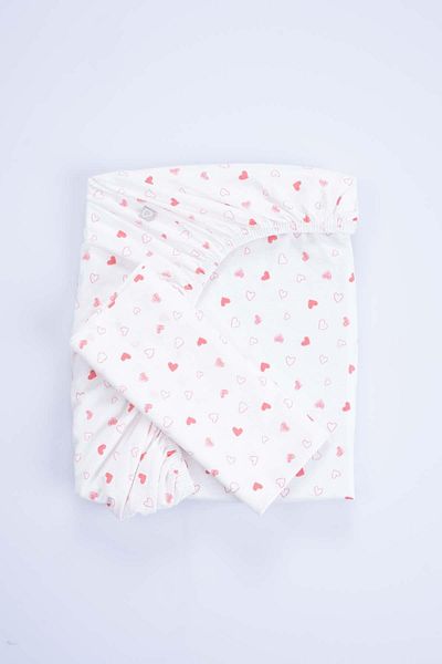Boumini 100% Cotton Baby Fitted Sheet and Pillowcases Set 70X140 cm Red Hearts