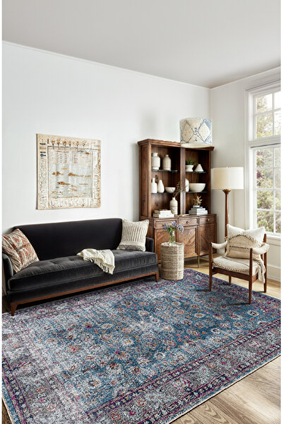 BigArts Home Soft Pastel, Vintage Desenli Şönil Salon Halısı, Dokuma Tabanlı ...