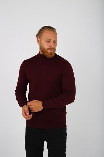 Brango Half Fisherman Knitwear Claret Red