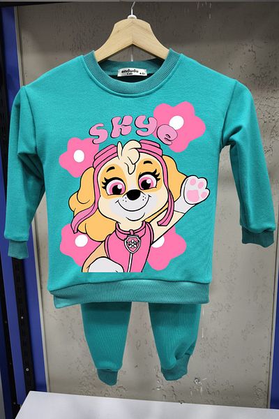 endudu Paw Patrol Skye Printed Striped Girls' 2-Piece Set - Kindergarten and Nursery Set