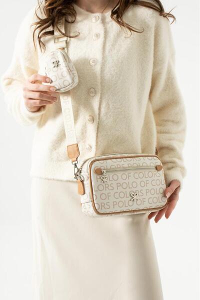 Polo Of Colors حقيبة كتف وحقيبة كروس نسائية مطبوعة من ImPolo Holly CreamCamel...
