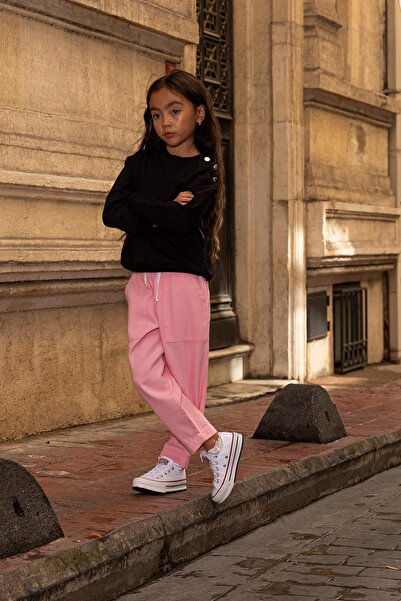 for you kids Set of 2 Pink Gabardine Pants with Shoulder Buttons