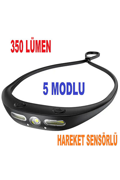 nelerbulurum ŞARJLI 5 MODLU 350 LÜMEN HAREKET SENSÖRLÜ XPG + 2X COB LEDLİ KAF...