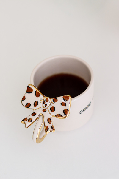 SİNEM YAMAN HOME Good Day Leopar Fiyonk Seramik 200 ml Mug / El Yapımı Serami...