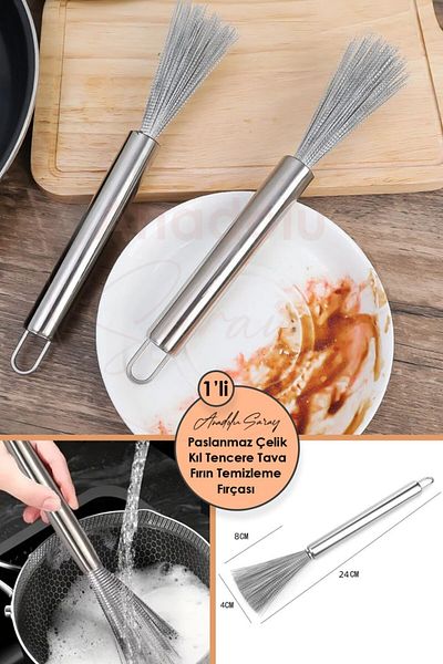 Anadolu Saray Stainless Steel New Generation Wire Bristle Pot Pan Oven Cleaning Dish Brush