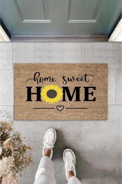 Skygo Covoraș de ușă bej Home Sweet Home Daisy Pattern K-3342