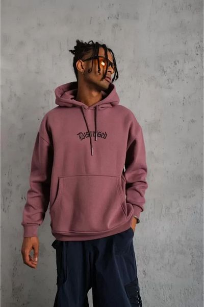 modaserdem Ανδρικό φούτερ με κουκούλα - Dusty Rose Printed, Three Thread