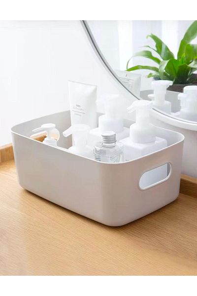 Ecolux 3 Pieces of White Refrigerator with 3.5 L Capacity - Cabinet, Bathroom and Kitchen Organizer Basket