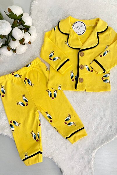 VERONA TARZ Kız Erkek Unisex Lüx Pijama Takımı Aly-Üst 2 Parça Canlı Desenleri Pamuklu