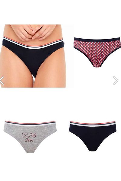 U.S. Polo Assn. Γυναικεία, Αδειοδοτημένη, USPA, Βαμβάκι (Γκρι μελανζέ-εμπριμέ-μπλε ναυτικό) Οικονομικό πακέτο 3