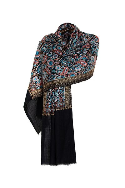 CASHMERE AND SİLK MAWLANA 85%Casmide 15% Silk Embroidered Shal