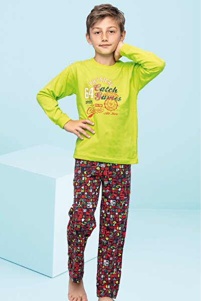 MODA Set de pijamale pentru copii din bumbac, cu textura moale, colorat, cu i...