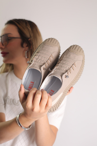 ELİT SHOES Elvira Üst Kısmı Lastik Detaylı Taban İç Ortapedik Pedli Unisex Sp...