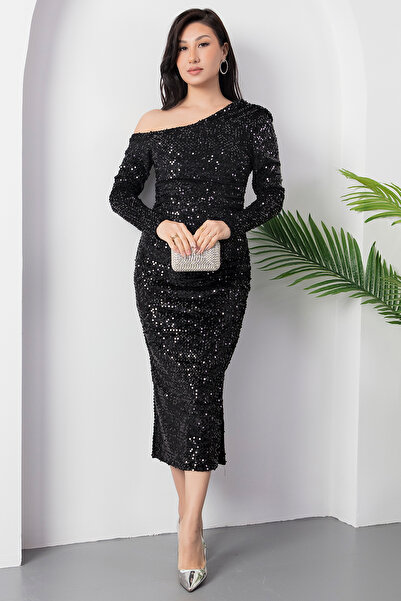 PULLIMM Φόρεμα με παγιέτες με βελούδο GRS3650