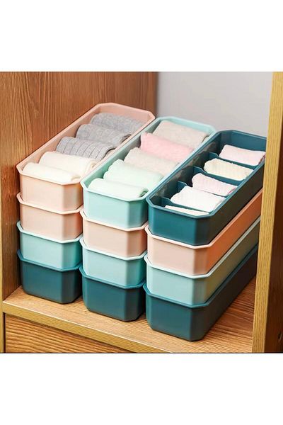Ecolux 5 Compartment Organizer - Watch, Jewelry, Clasp, Socks, Tie, Underwear Organizer 4 Pcs Assorted Color