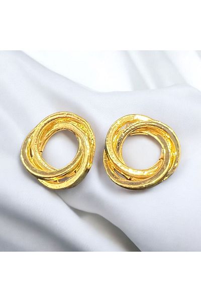 Store Rose Patterned Gold Color Stylish Earrings Stainless