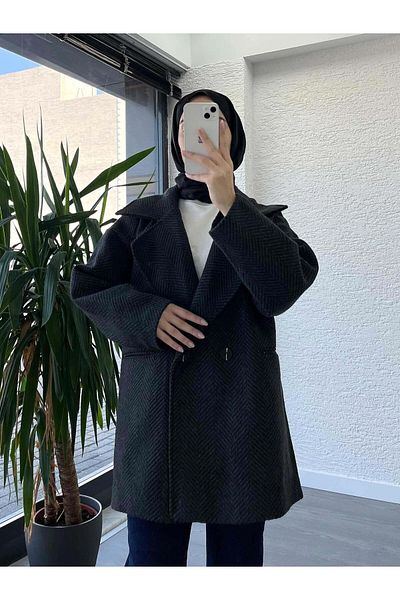 MELEK ARAZ Anthracite Short Stash Coat