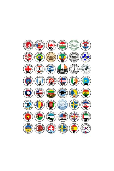 Ororabutik Σετ αυτοκόλλητων 48 τεμαχίων Travel Stamps Travel Countries - Scrapbook Bullet Journal Σετ αυτοκόλλητων