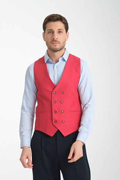 Frappoli Basic Kruvaze V Yaka Slim Fit Yelek