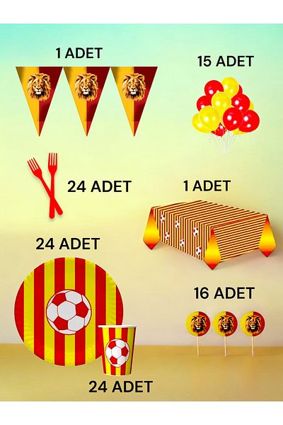 VibeHome Red Yellow Themed L Pack for 24 - Birthday Party and Fun Events